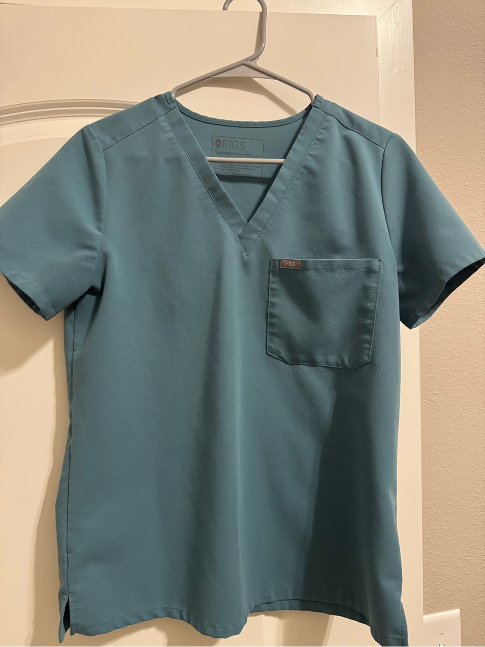 Figs Teal Short Sleeve V-Neck Medical Scrub Top